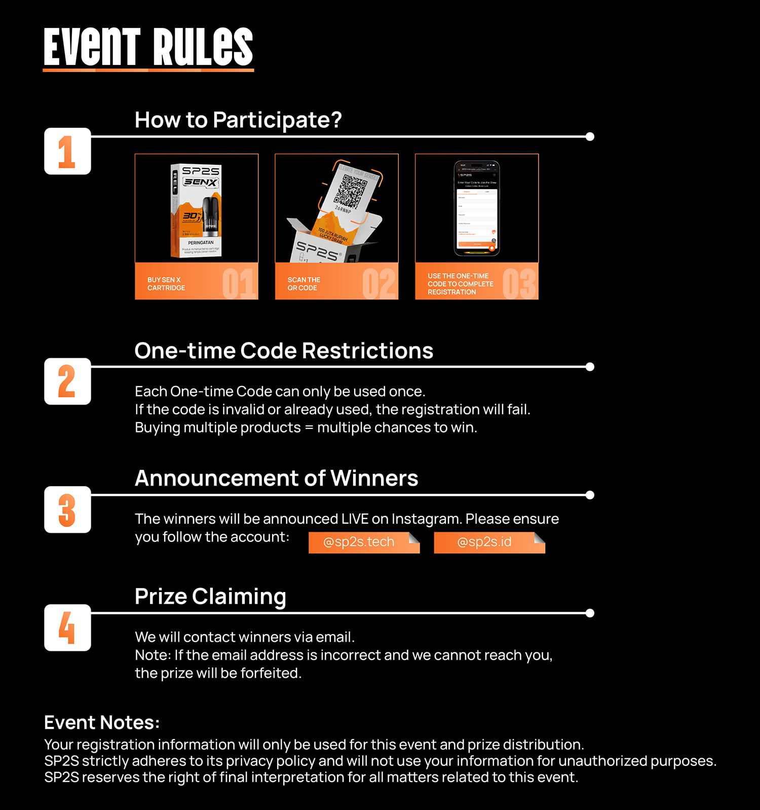 SP2S lucky draw event rules